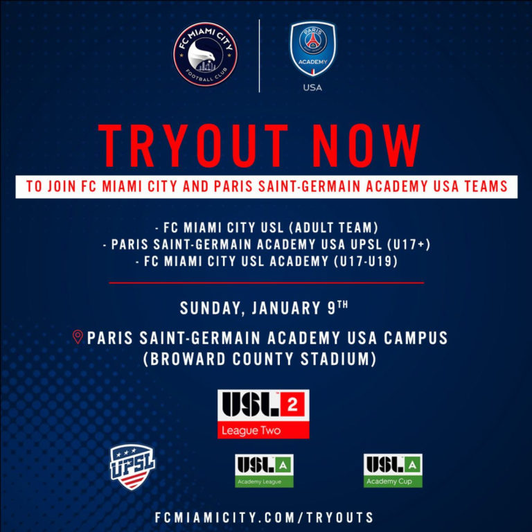 FC Miami City and PSG Academy USA tryouts announced!  Strive Football